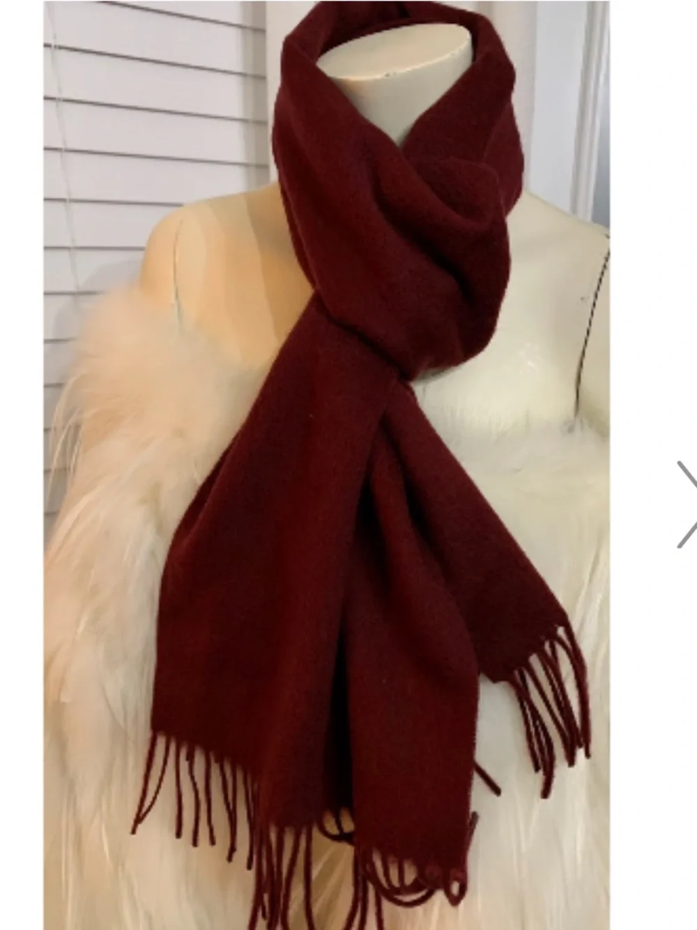 Stewart of Scotland Men’s Bordeaux Maroon Scarf Acrylic & Fringe Trim